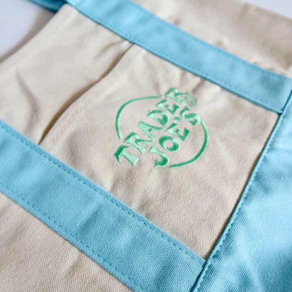 NEW Limited Trader Joe’s Mini Pastel Canvas Tote Bag with Tags - Blue - Picture 7 of 8